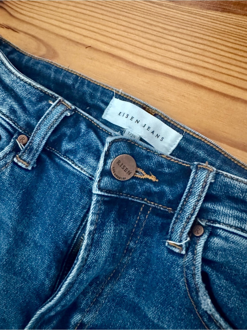 EUC RISEN High Rise Ankle Flare Jeans Women’s Dark Blue RDP5601 size 1/25 - Picture 7 of 10